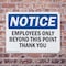 Signmission Employees Only Beyond This Point Thank You OSHA Notice Sign, Plastic, 14in W x 10in L, 2PK OS-2PACK-NS-P-1014-L-11989 - alternate 5